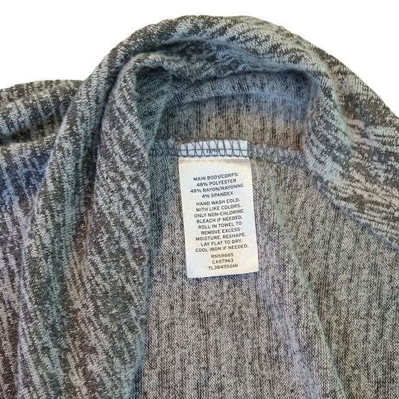 Leith Gray Space Dye Sleeveless Crossover Ruched Tulip Hem Dress Stretchy Modern - Picture 5 of 5